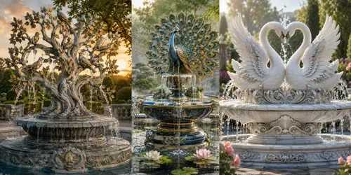 Elegant Garden Fountain Sculptures generated by chatgpt-image