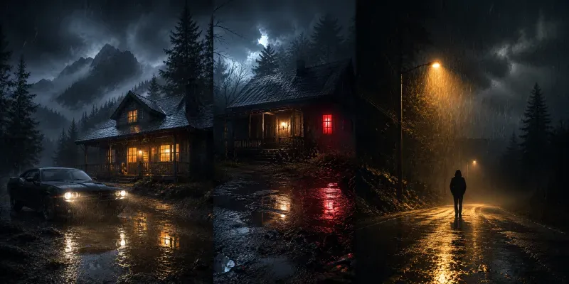 Dark Cinematic Rainy Atmospheres generated by undefined