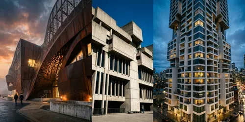 Modernist Architectural Facades generated by gemini-image