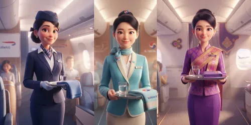 Flight Attendant 3D Art generated by gemini-image
