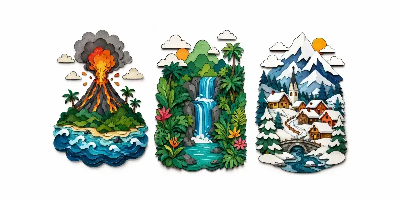 Cute Layered Paper Landscape Creators generated by undefined
