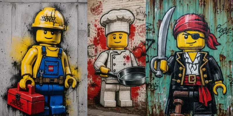 Urban Minifigure Graffiti Art generated by undefined