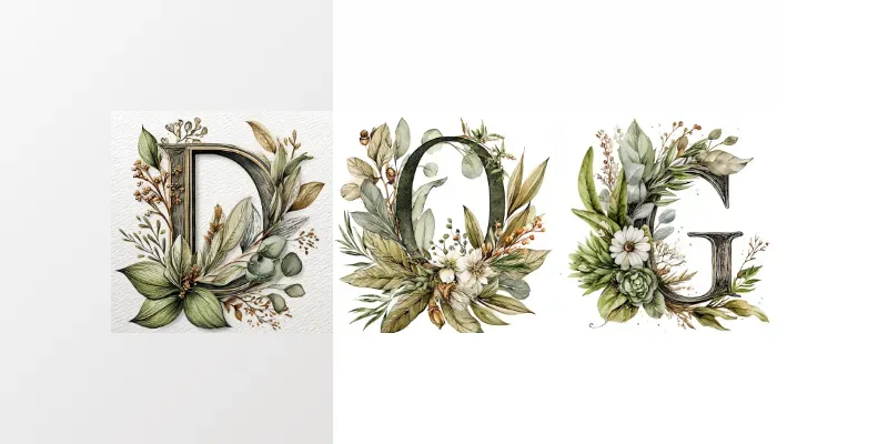 Watercolor Floral Alphabet Clipart generated by undefined