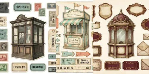 Vintage Ticket Booth Paper Ephemera generated by gemini-image