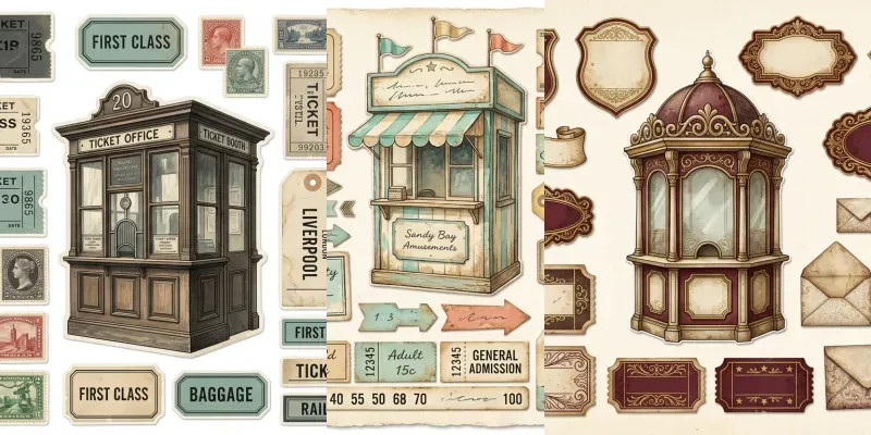 Vintage Ticket Booth Paper Ephemera generated by undefined