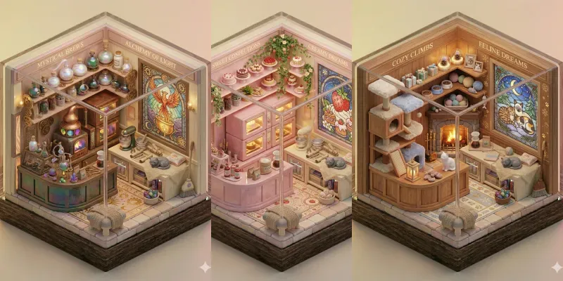 3D Cute Isometric Diorama Rooms generated by undefined