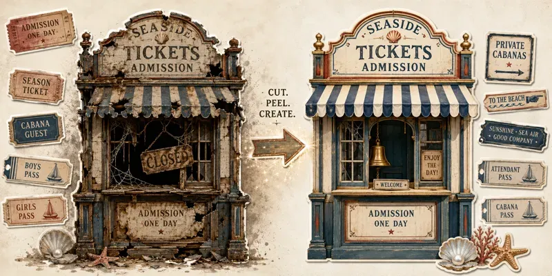 Ticket Booth Fussycut Ephemera Sheets generated by undefined