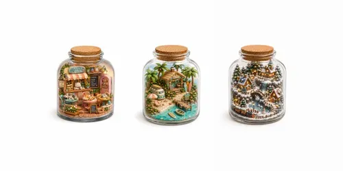 3D Cute Miniatures In A Jar Dioramas generated by chatgpt-image