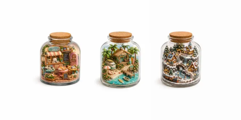 3D Cute Miniatures In A Jar Dioramas generated by undefined
