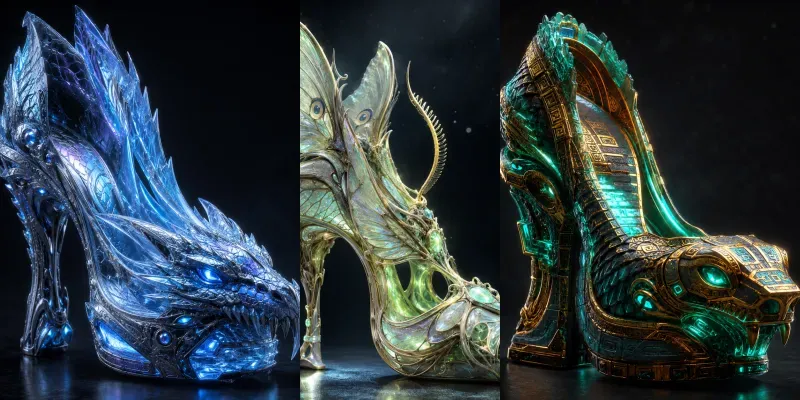 Fantasy Sculptural Shoe Concepts generated by undefined