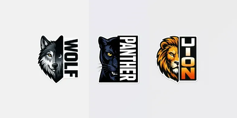 Minimalist Half Face Animal Sticker Art generated by undefined