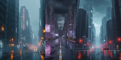 Cyberpunk Rain Bases 5000 generated by leonardo