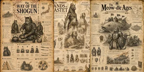 Educational Cat History Poster Templates generated by chatgpt-image