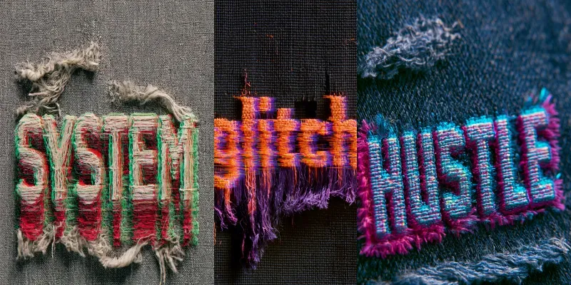 Embroidered Glitch Typography Art generated by undefined