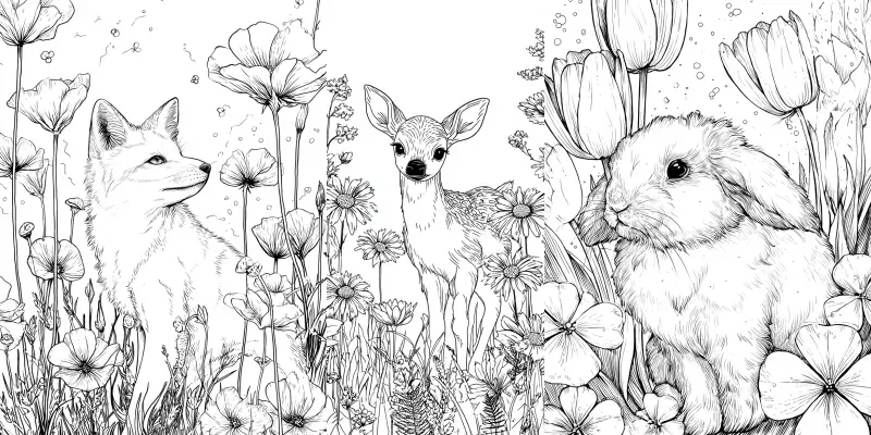 Woodland Animal Coloring Pages generated by undefined