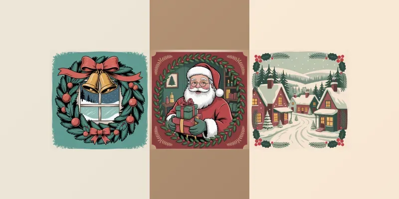 Vintage Nostalgic Christmas Illustrations generated by undefined