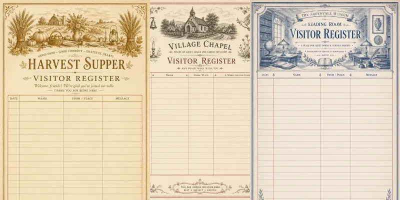 Visitor Register Journal Pages generated by undefined