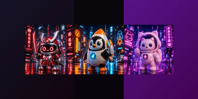 Neon Mecha Mascots Collections generated by undefined