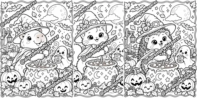 Free Cozy Halloween Critters Colorings
