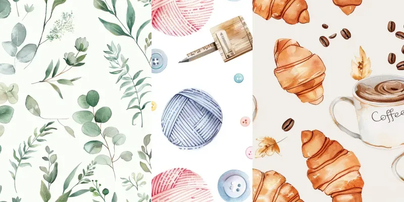 Seamless Watercolor Elements Patterns generated by undefined