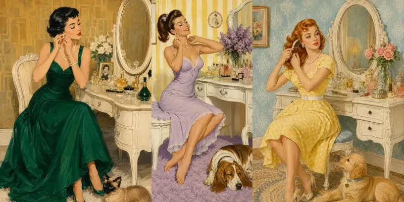 Vintage 1950s Vanity Portraits generated by undefined