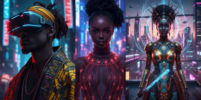 Elegant Afrofuturistic Portraits generated by undefined
