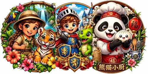 Whimsical Cartoon Duo Badge Art generated by chatgpt-image