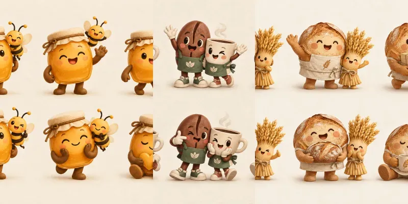 Cafe Bakery Brand Mascot Asset Kits
