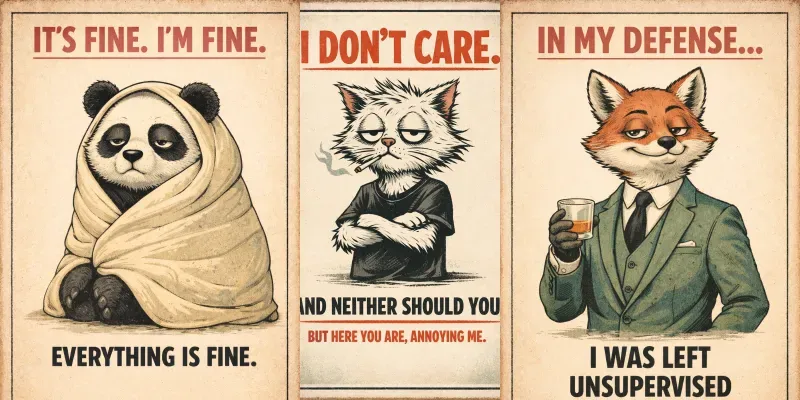 Vintage Sarcastic Animal Poster Packs generated by undefined