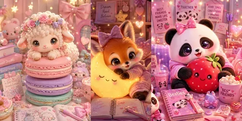 Cute Kawaii Besties Dreamland Scene Art generated by chatgpt-image