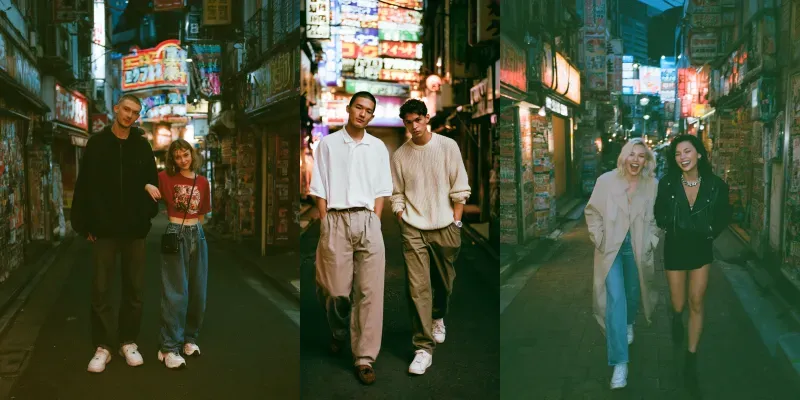 Y2k Tokyo Neon Night Couple Film Shots generated by undefined