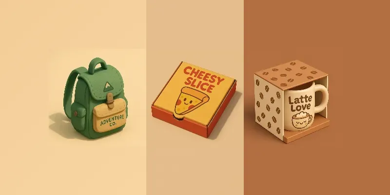 3D Cartoon Product Packaging Mockups generated by undefined