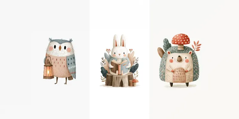 Cozy Autumn Woodland Animals generated by undefined
