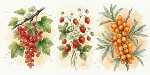 Loose Botanical Watercolor Berries generated by gemini-image