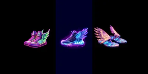 Glowing Shoes With Wings Art generated by midjourney