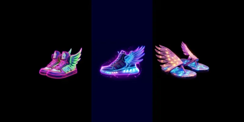 Glowing Shoes With Wings Art generated by undefined