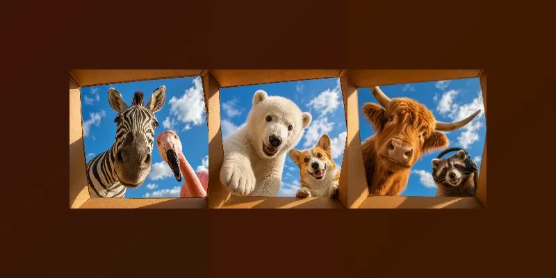 Funny Peek Inside The Box Animal Art generated by undefined