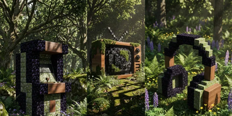 Organic Voxel Nature Sculptures generated by undefined