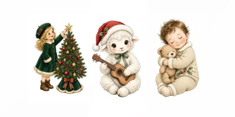 Cute Christmas Kids Clipart 100 Packs generated by undefined