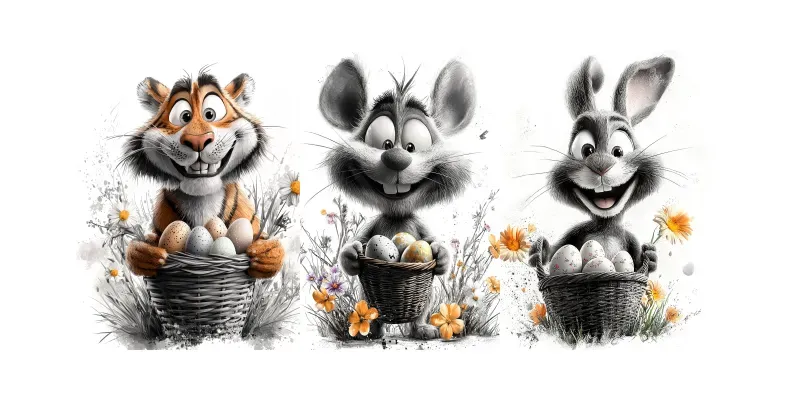 Watercolor Animals With Spring Baskets generated by undefined