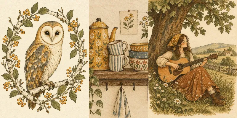 Vintage Watercolor Ink Storybook Art