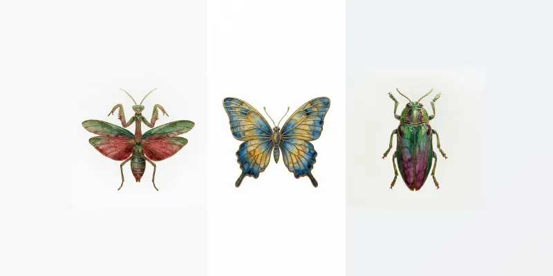 Gold Foil Insect Watercolor Art