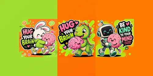 Cute Brain Hug Cartoon Style Art generated by chatgpt-image