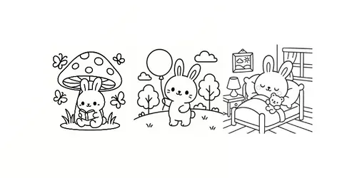 Cozy Spring Bunny Coloring Pages generated by chatgpt-image