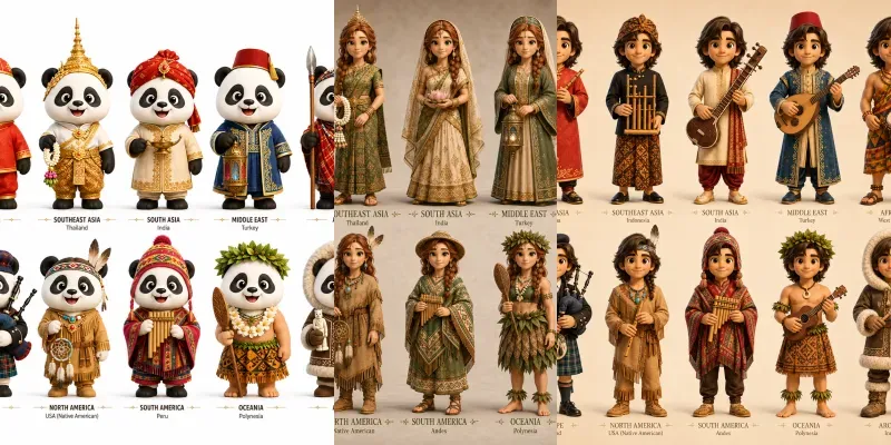 3D Cultural Costume Sheets generated by undefined