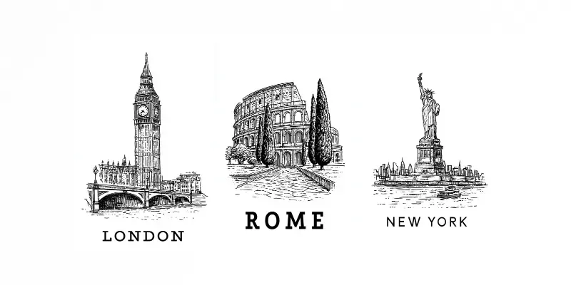 Minimal Line Art City Posters generated by undefined