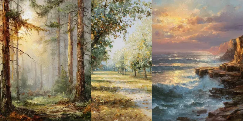 Detailed Vintage Oil Painting Landscapes generated by undefined