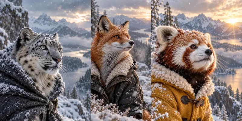 Cinematic Winter Animal Portraits