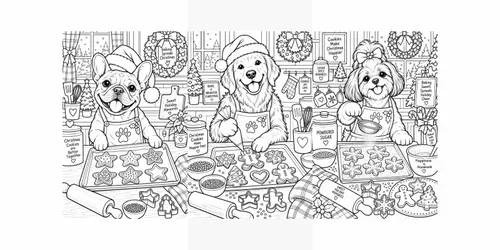 Festive Baking Dog Breeds Coloring Pages generated by chatgpt-image