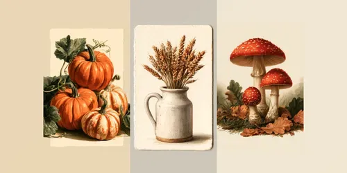 Vintage Autumn Journal Cards generated by midjourney